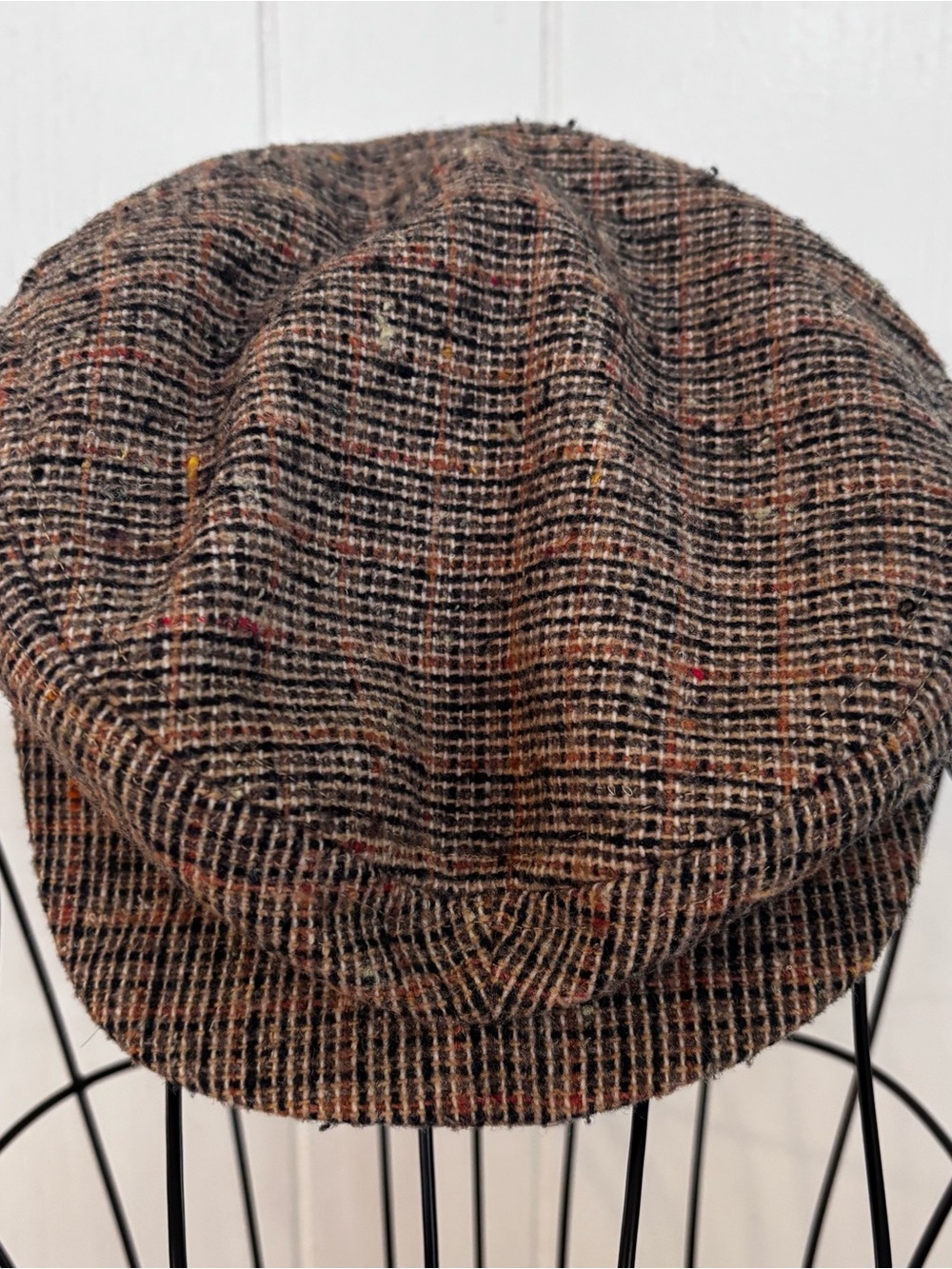 Vintage Flat Cap~Donegal Brown Tweed Wool~Handmade~ Ireland -Size Medium
